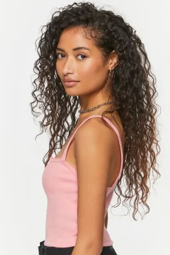 Ribbed Half-Button Cropped Cami