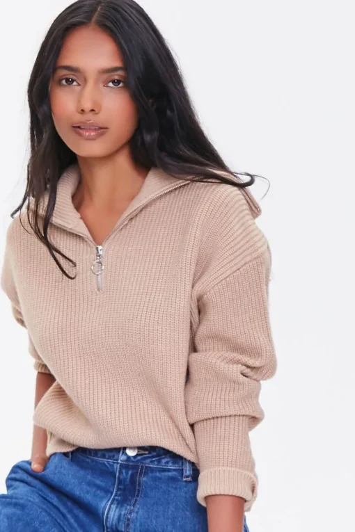 Ribbed Half-Zip Sweater
