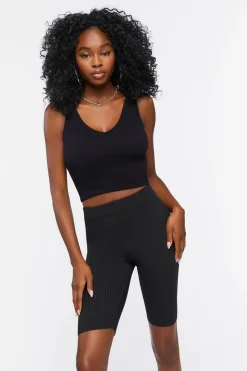 Ribbed Knit Biker Shorts