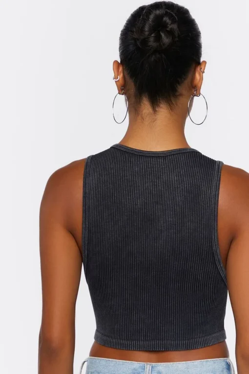 Ribbed Knit Cropped Tank Top