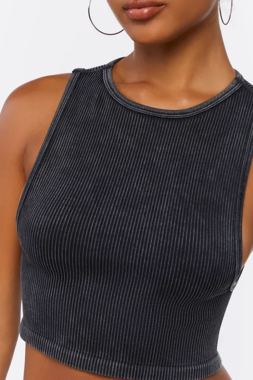 Ribbed Knit Cropped Tank Top