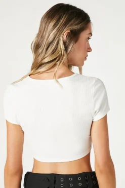 Ribbed Knit Cutout Crop Top