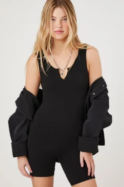 Ribbed Knit Fitted Romper