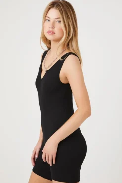Ribbed Knit Fitted Romper