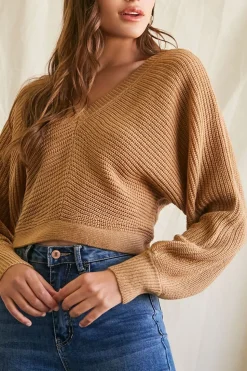 Ribbed Knit Tie-Back Sweater