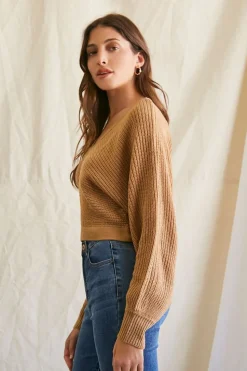 Ribbed Knit Tie-Back Sweater