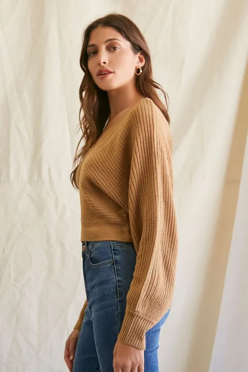 Ribbed Knit Tie-Back Sweater
