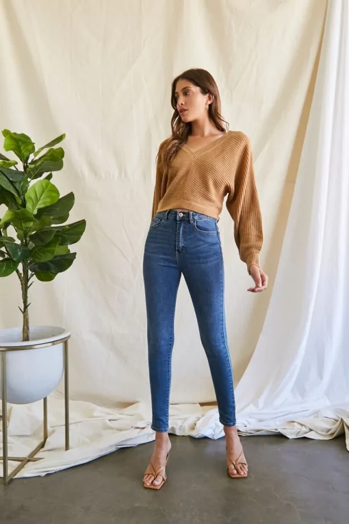Ribbed Knit Tie-Back Sweater