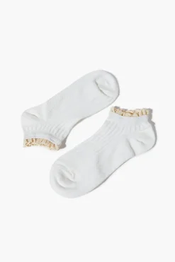 Ribbed Lace-Trim Ankle Socks