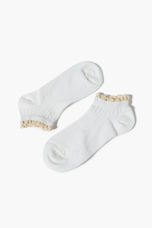 Ribbed Lace-Trim Ankle Socks