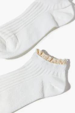 Ribbed Lace-Trim Ankle Socks
