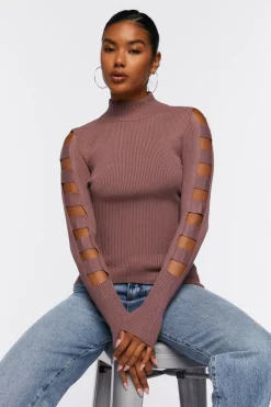 Ribbed Ladder Cutout Sweater