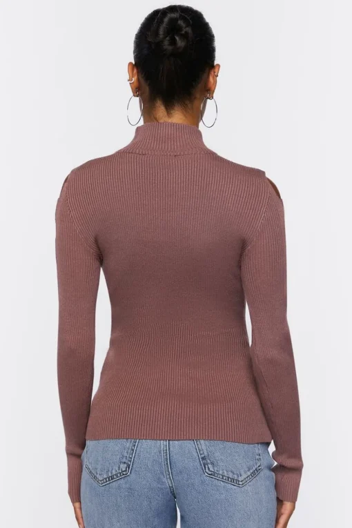 Ribbed Ladder Cutout Sweater