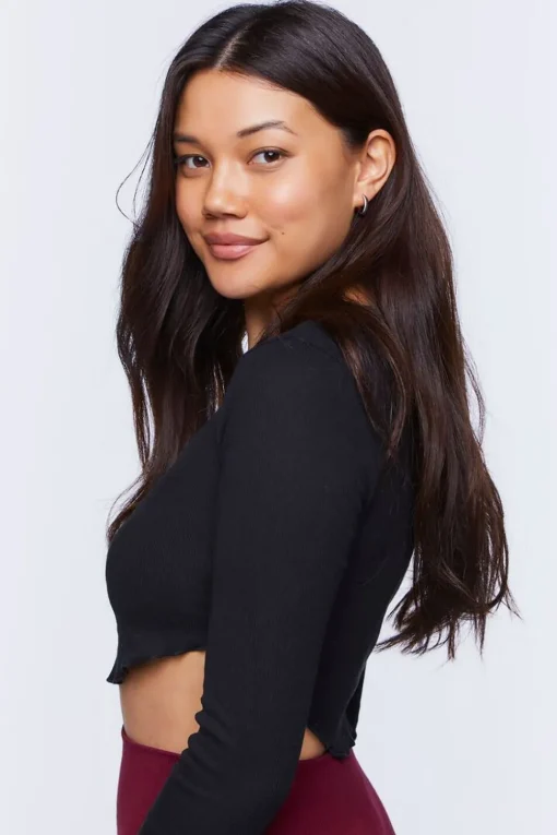 Ribbed Lettuce-Edge Crop Top