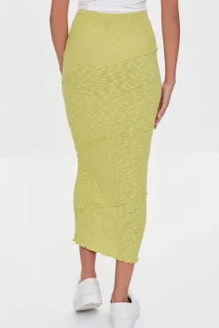 Ribbed Lettuce-Edge Pencil Skirt