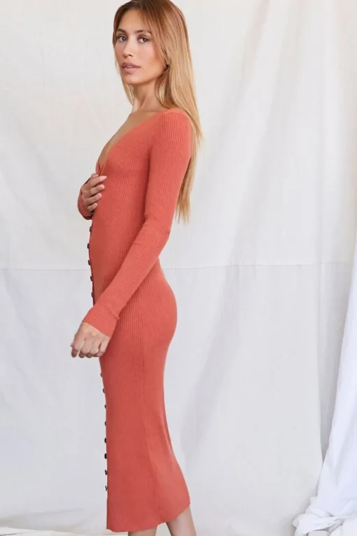 Ribbed Midi Sweater Dress
