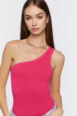 Ribbed One-Shoulder Bodysuit