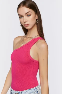 Ribbed One-Shoulder Bodysuit