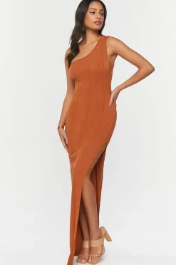 Ribbed One-Shoulder Maxi Dress
