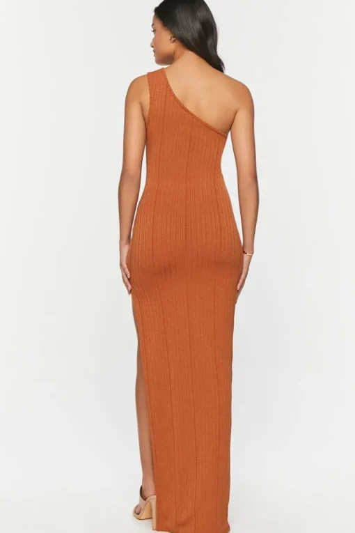 Ribbed One-Shoulder Maxi Dress