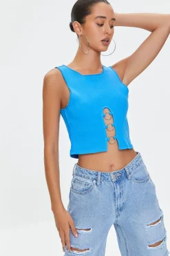 Ribbed O-Ring Cropped Tank Top