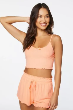 Ribbed Paperbag Pajama Shorts