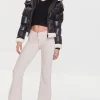 Ribbed Pull-Ring Flare Pants