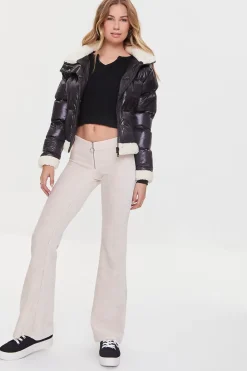 Ribbed Pull-Ring Flare Pants