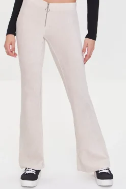 Ribbed Pull-Ring Flare Pants