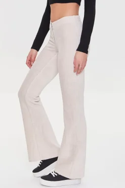 Ribbed Pull-Ring Flare Pants