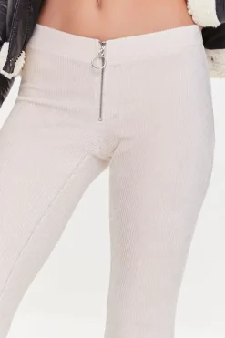 Ribbed Pull-Ring Flare Pants