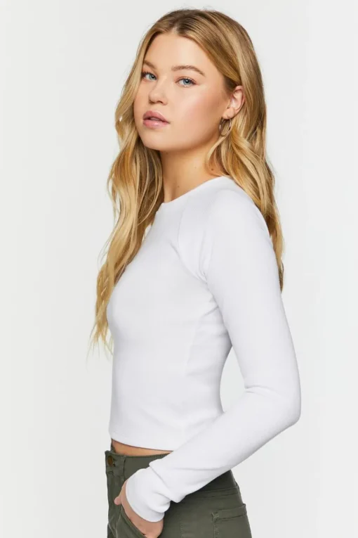 Ribbed Raglan-Sleeve Top