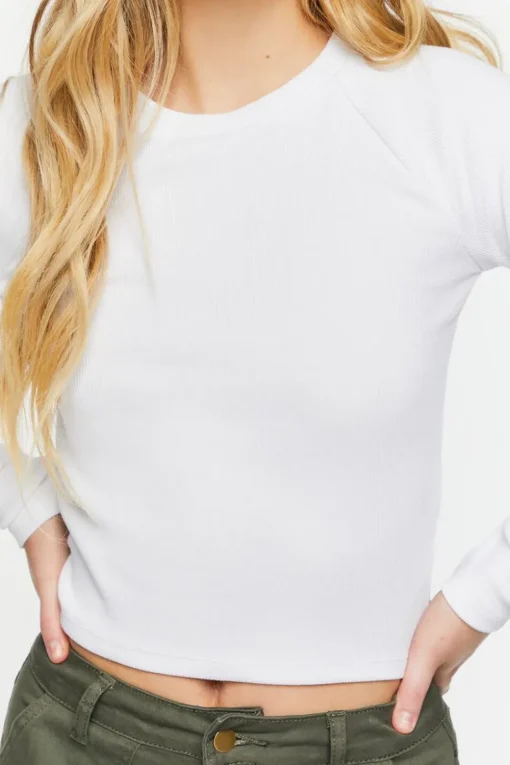 Ribbed Raglan-Sleeve Top