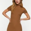 Ribbed Short-Sleeve Mini Dress