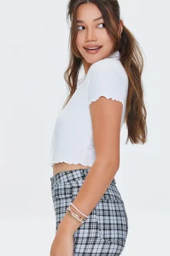 Ribbed Split-Hem Crop Top