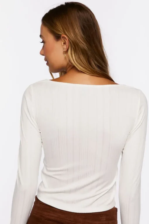 Ribbed Split-Hem Crop Top