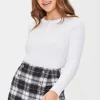 Ribbed Sweater-Knit Henley Top