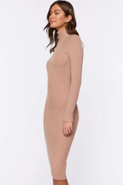 Ribbed Sweater-Knit Midi Dress