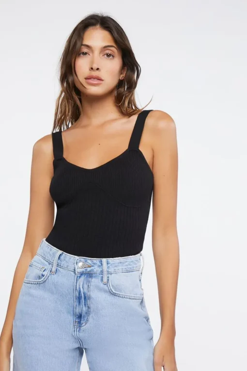 Ribbed Sweater-Knit Top