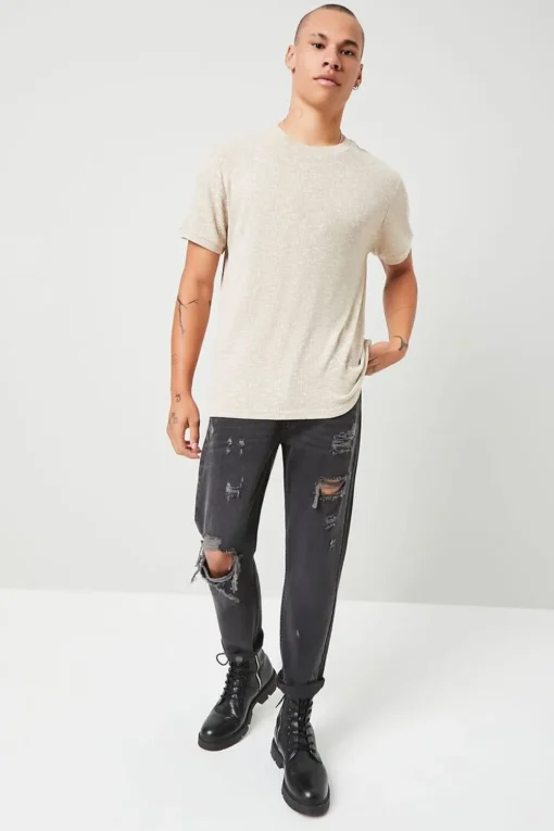 Ribbed Textured Melange Tee