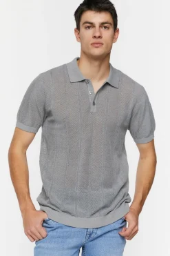Ribbed Textured Polo Shirt