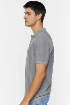Ribbed Textured Polo Shirt