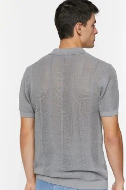Ribbed Textured Polo Shirt