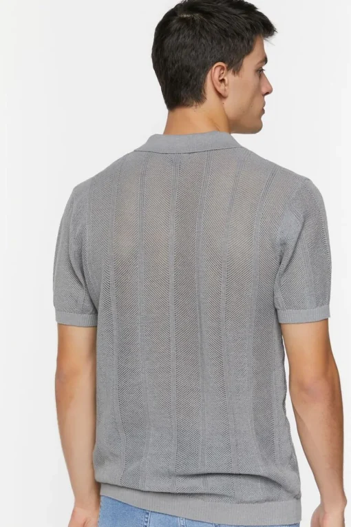 Ribbed Textured Polo Shirt