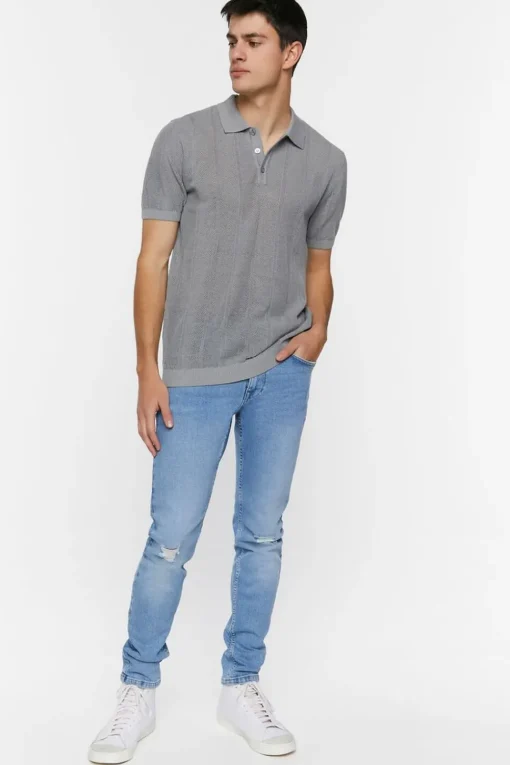 Ribbed Textured Polo Shirt