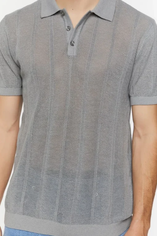 Ribbed Textured Polo Shirt