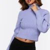 Ribbed Turtleneck Cutout Sweater