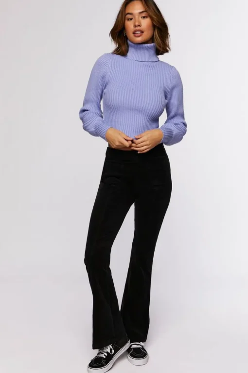 Ribbed Turtleneck Cutout Sweater
