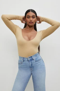 Ribbed V-Neck Bodysuit