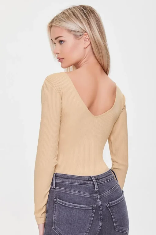 Ribbed V-Neck Bodysuit